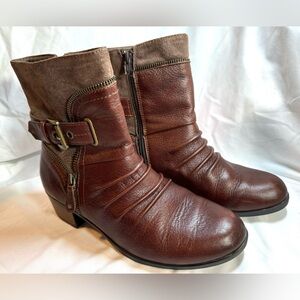 Women's Earth Origins Dolly Brown Leather Ankle Boots Size 9M